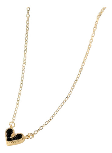 Collar Cadena Baño Oro 18k Corazon Circones Elegante