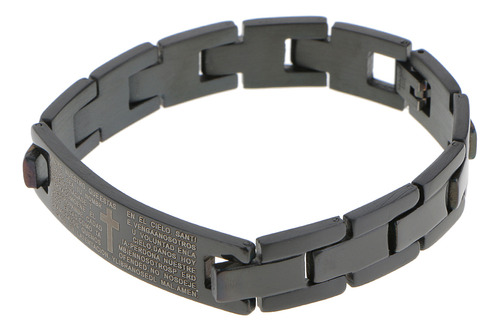 Pulsera Hombres Cruz Escritura Titanio Acero Negro