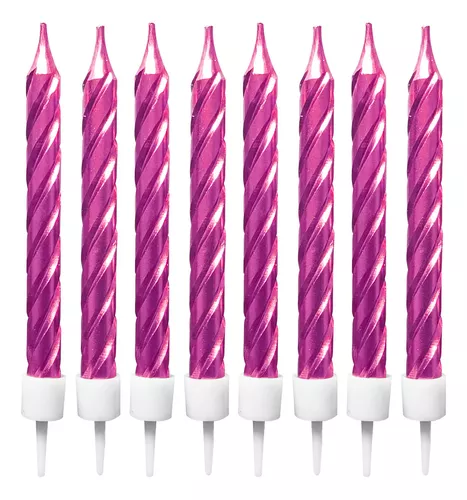 Jogo 2 Velas Decorativas Espiral 18 cm Rosa