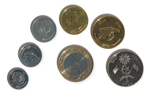 Maldivas Islas Serie Monedas Mundiales 7 Con Bimetalica
