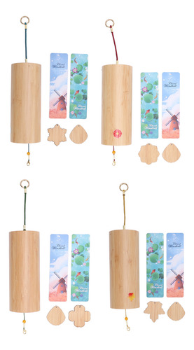 Carillón De Viento Para Jardín, 4 Unidades, Acordes De Bambú