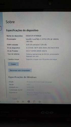 Imagem 5 de 5 de Notebook Cce Desktop-h71knq9 (corei3/3ª Geração) Touch Scree