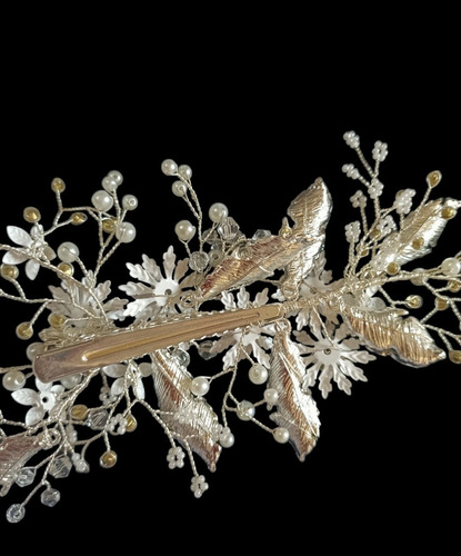 Tiara Corona Tocado Diadema Lateral Novia Xv Boda Flores M95
