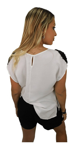 Imagen 3 de 10 de Blusa Suelta Mujer Casual Chic Moderna C/ Charreteras Fiesta