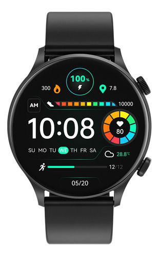 Smartwatch Haylou Solar Plus Rt3 Sport 1.43" caja 45mm de  abs  negra, malla  negra de  silicona LS16