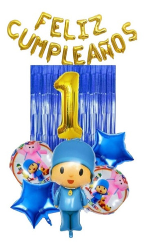 Decoración Globos Pocoyo, Fiesta De Cumple X 22 Pcs