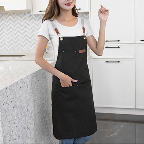 2 Unidades Mandil Negro Cocina Chef Impermeable Multiusos Delantal.