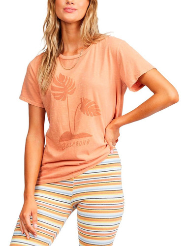 Polera M/c Mujer Sweet Leaves Terracota Billabong