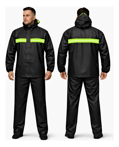 Capa De Chuva Motoboy Entregador Moto Impermeável Reforçada Preto M