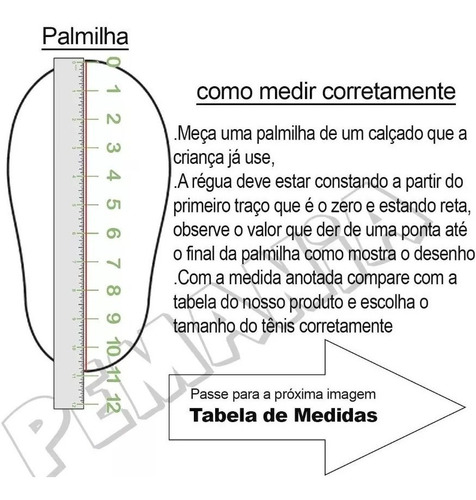 tabela de medidas tenis vans infantil