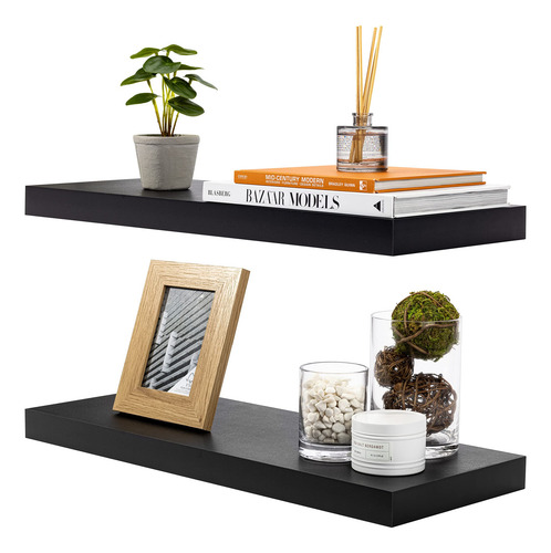 Sorbus. 2 Estantes Flotantes Negro