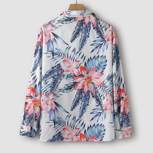 Camisa Casual Para Hombre Con Estampado De Hojas Otoñales