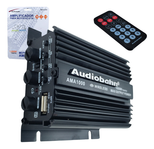 Amplificador Para Moto 2ch 1000w Max Audiobahn Ama1000
