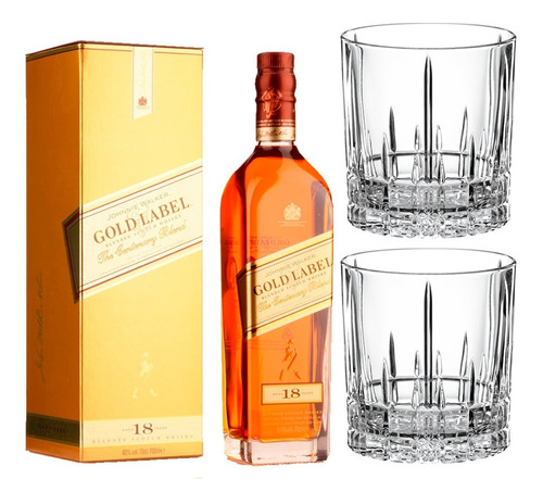 Whisky Johnnie Walker 18 Años + 2 Vasos Cristal Alemán 270ml