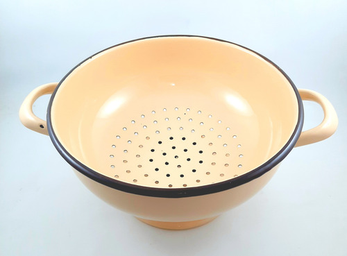 Colapastas Enlozado Antiguo Condor 24 Cm Diametro Beige