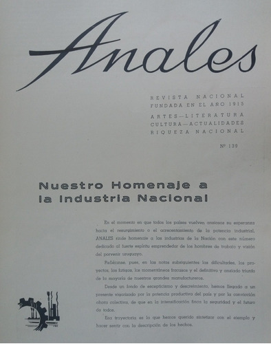 Revista Anales 139 Homenaje Industria Nacional Y Villa Union