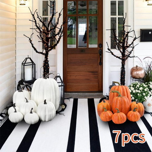 7 Piezas De Decoración De Calabaza Artificial Con Modelo De