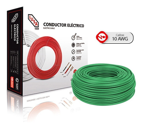 Imagen 1 de 7 de Caja 100 Mts Cable Iusa Rojo Thw Cal 10 Awg 100%cobre