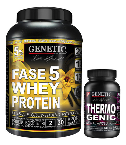 Proteína Fase 5 Thermogenic Fuerza Quemador De Grasa Genetic Sabor Vainilla