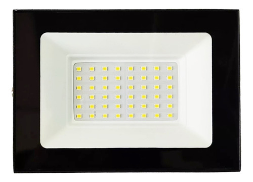 Reflector Proyector Led 50w Ultra Fino Carcasa Negro Luz Blanco Frío