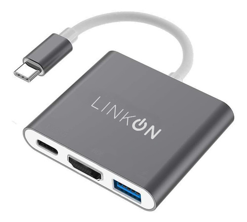 Hub Adaptador Usb Tipo C 3 En 1 Linkon Hdmi Para Mac Macbook Windows