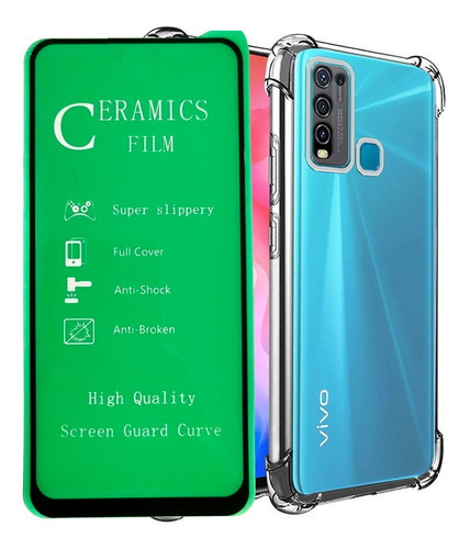 Funda Estuche Transparente + Vidrio Ceramico Para Vivo