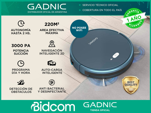 Imagen 2 de 9 de Aspiradora Robot Inteligente Silenciosa Gadnic Trapeadora