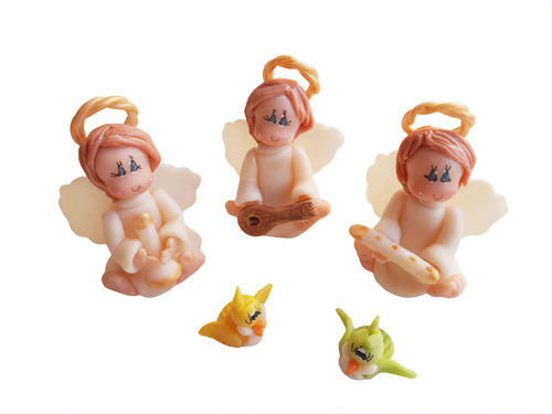  3 Angelitos  En Porcelana Fría Bautismo Comunión 