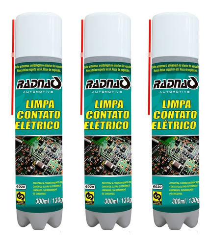 Kit 03 Limpa Contato Elétrico Spray Uso Geral 300ml - Radnaq