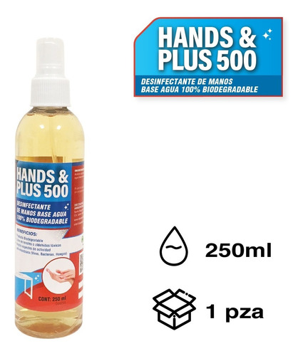 Imagen 2 de 4 de Hands & Plus 500 - Desinfectante Cuaternario De Manos 250ml