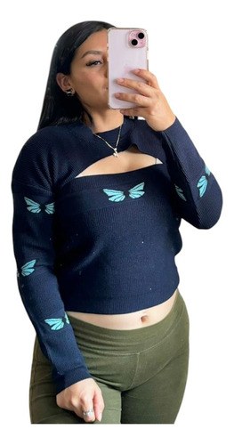 Sueter Crop Top Tejido Para Uso Casual (Usado)