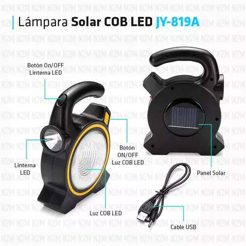 Lampara Led Cob 30w Emergencia Trabajo Jy-819a Carga Solar Usb