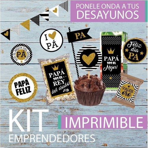 Kit Imprimible Desayuno Picada Día Del Padre Oro