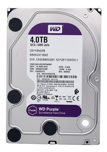 Disco rígido interno Western Digital WD Purple WD40EJRX 4TB roxo