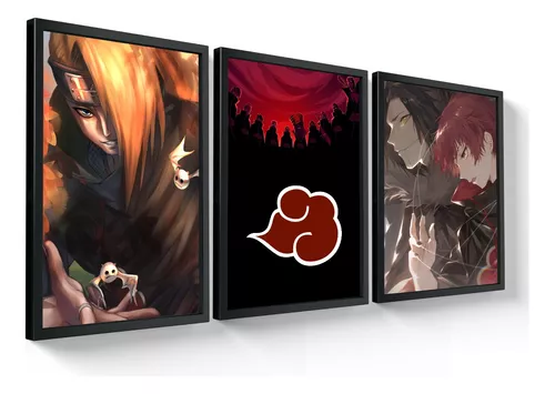 Quadro decorativo emoldurado Itachi Akatsuki Anime Naruto Mangá