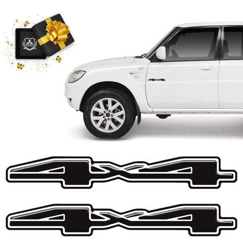 Emblema Adesivo Resinado 4x4 Mitsubishi Pajero Tr4 2014 Par