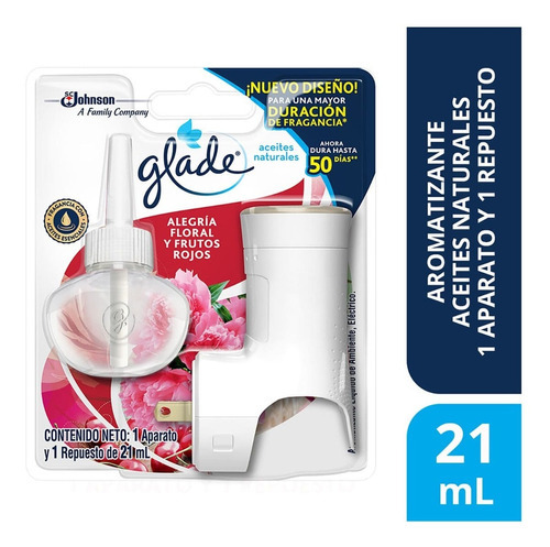 Aromatizante Eléctrico Glade Alegría Floral Frutos Rojos Aparato Y Repuesto 21ml