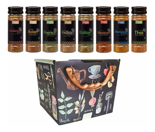 Kit 08 Sabores Do Mundo 1 - Temperos, Pestos, Molhos, Sais