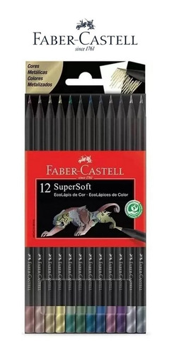 Lápis De Cor Supersoft 12 Cores Metálicas Faber Castell