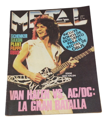 Revista Metal Nº 7 Van Halen Plant Pappo Obus 1985