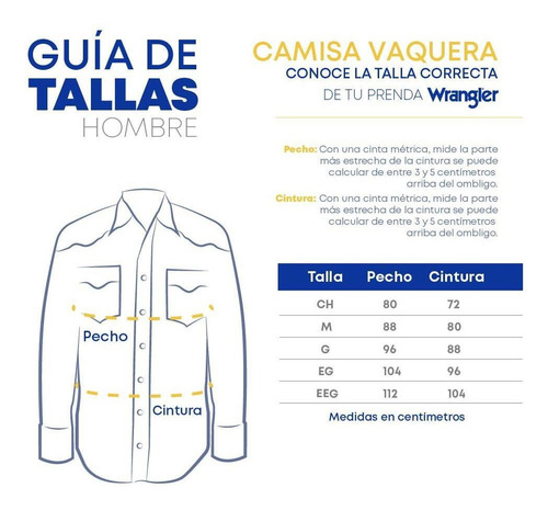 Imagen 6 de 6 de Camisa Vaquera Wrangler Hombre Manga Larga 83b