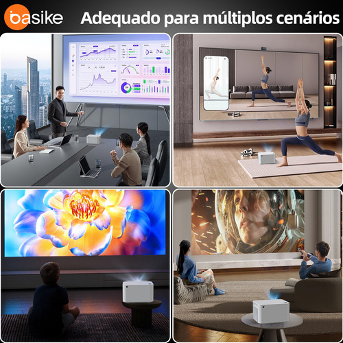 Basike Projetor Hd 4k Android 11 Full 1080p Bluetooth 5.0 Wifi 2.4g + 5g 12000lm Projetor,cinema Em Casa,mini Projetor Inteligente Portátil Compatível Com Ios/android,autofoco