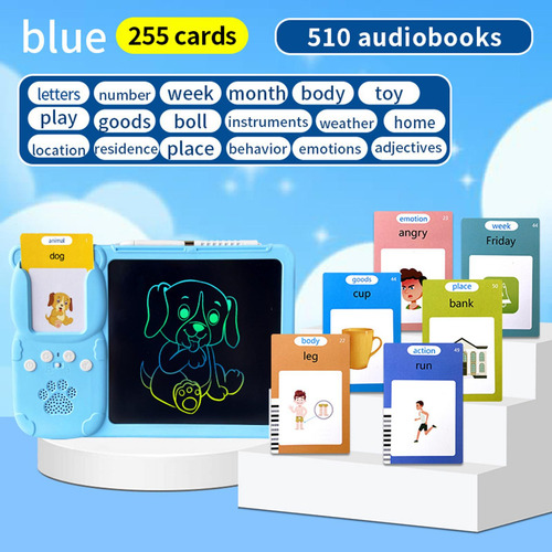 Falando Cartões Flash Escrita Tablet Azul Com 255 Cartas