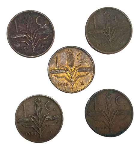Monedas 1 Centavo Espiga 5 Piezas Bronce 1951 A 1955  