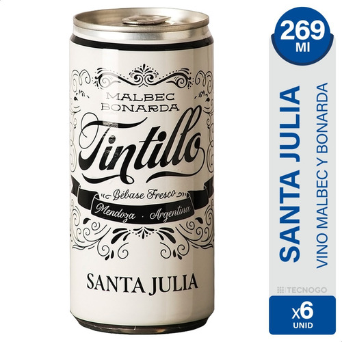 Vino Santa Julia Tintillo Malbec Bonarda Lata - Pack X6 Unid