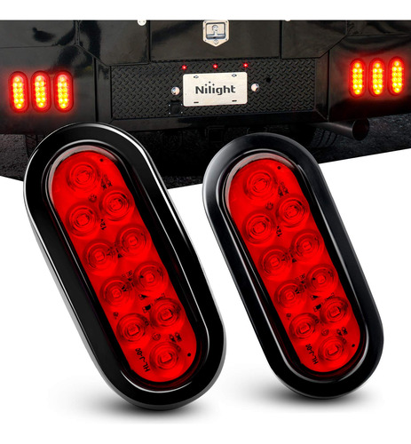 Paquete De 2 Led Oval Stop Turn Tail Red Trailer Camper Semi