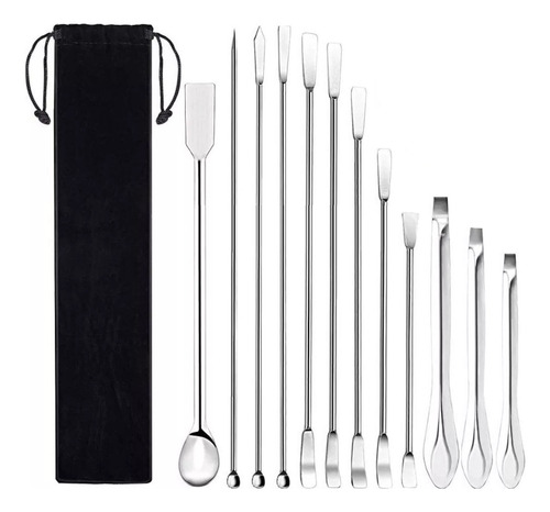 Stainless Steel Laboratory Spoon And Spatula, 12 Pieces