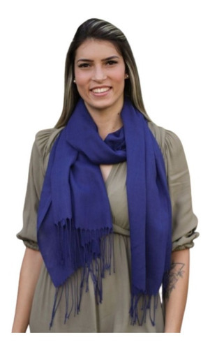 Cachecol Echarpe Pashmina Lenço Xale Manta Lisa Moda Cor Azul-marinho Tamanho Único