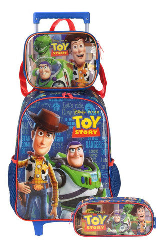 Kit Mochila Rodinhas Lancheira Estojo Toy Story Disney Pixar