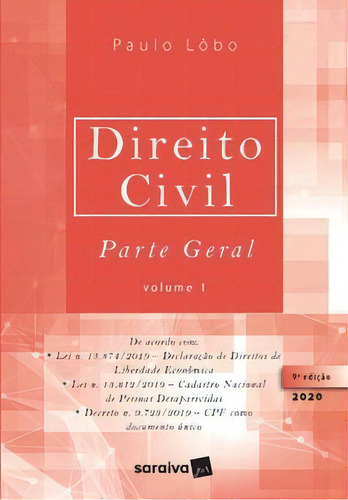 Direito Civil - Parte Geral, De Lôbo, Paulo. Editora Saraiva Jur Em Português